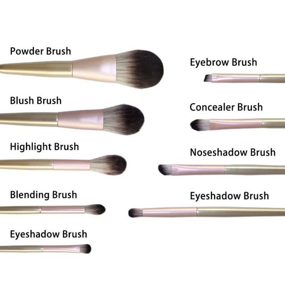 Makeup Brushes Professional Makeup Brushes Sets 9 Pcs Golden Make-up Brush Sets - Picture 2 of 8